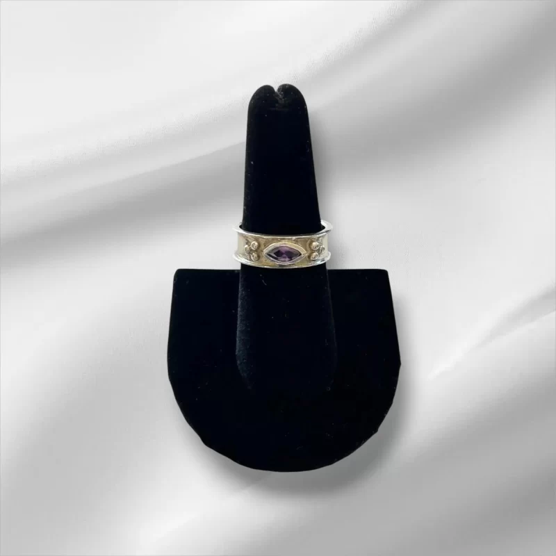 Sterling Silver Purple Gemstone Ring, Size 7.5