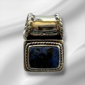 Sterling Silver Pendant w/Blue Stone 1" x 5/8"