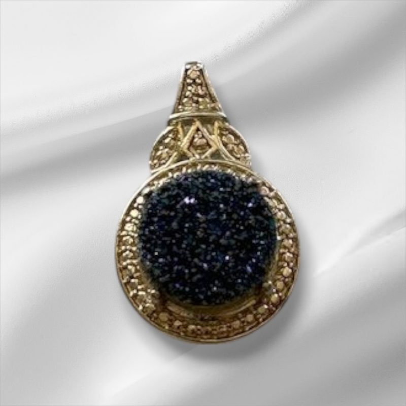 Sterling Silver Druzy Quartz Pendant 1" x 5/8"