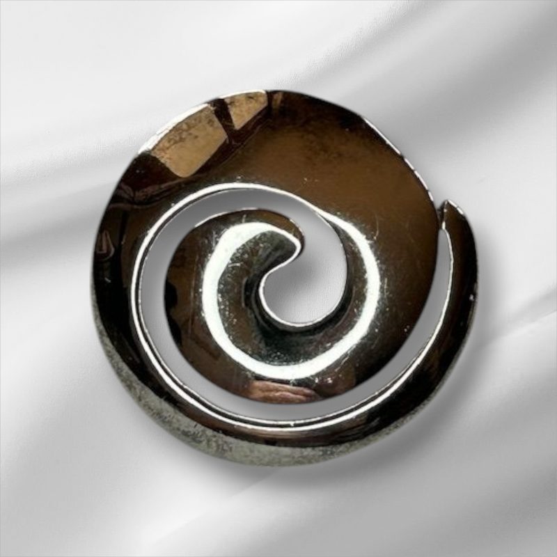 Sterling Silver Swirl Design Circle Pendant 1"