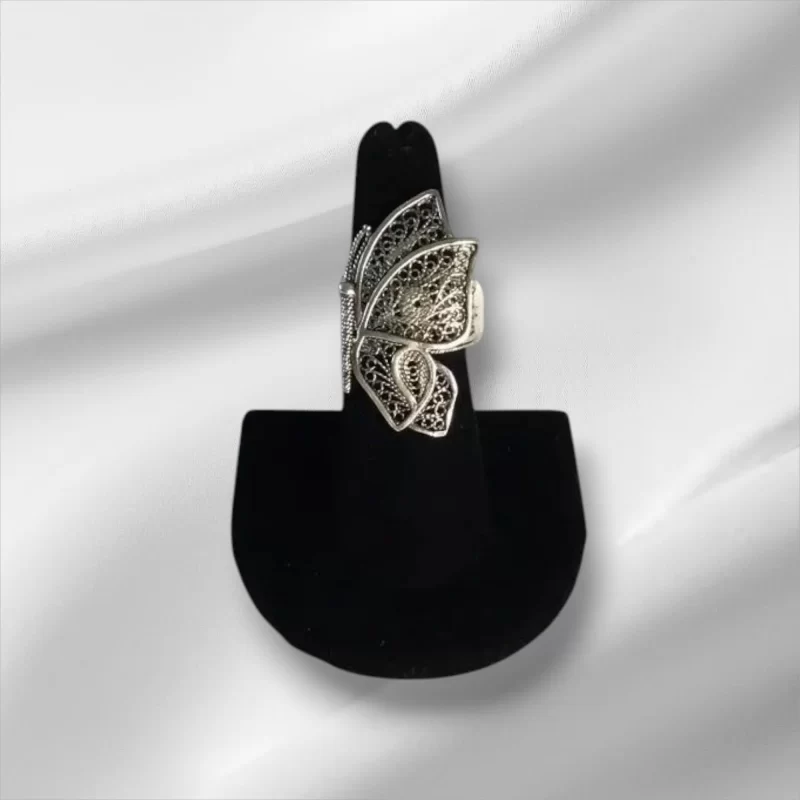 Sterling Silver Filigree Butterfly Ring, Size 8.25