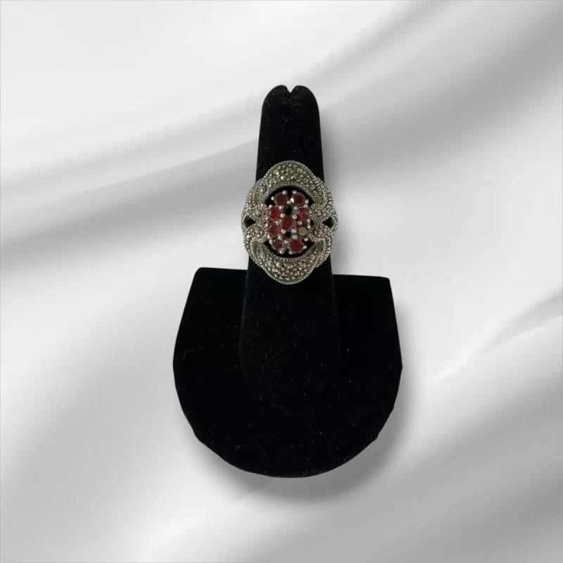 Beautiful Sterling Silver Garnet Ring, Size 7