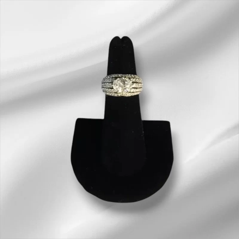 Beautiful Sterling Silver CZ Cluster Ring, Size 5