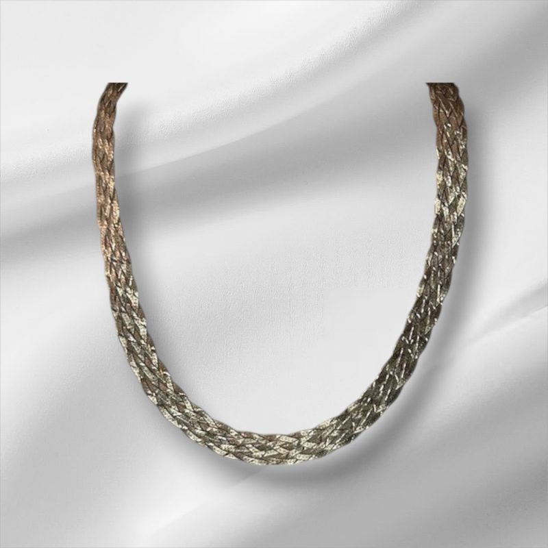Brilliant Diamond Cut 6 Strand Sterling Silver Necklace, 18"