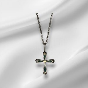 Beautiful Sterling Silver Necklace w/Turquoise Cross 18"