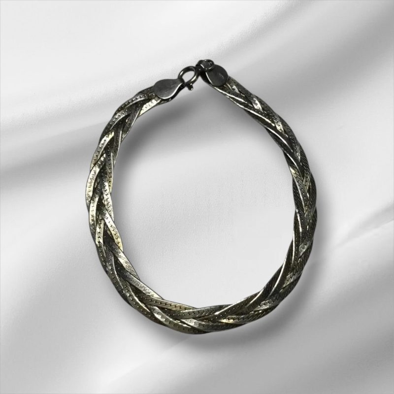 Stunning Sterling Silver 3 Strand Twist Serpentine Bracelet 7"