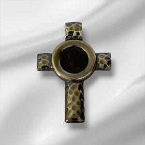 Sterling Silver Cross Pendant, With Widows Mite Coin, Measures 1.5” Long x 1.1” Wide, Bronze Pruta Coin, Minted by: Maccabean High Priest of the Hasmonean Dynasty in Jerusalem 135 BC – 140 BC