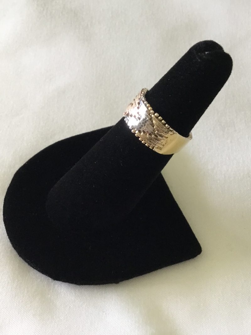Sterling Silver Ring With Textured Diamond Cut Center, Size 7 - Image 2