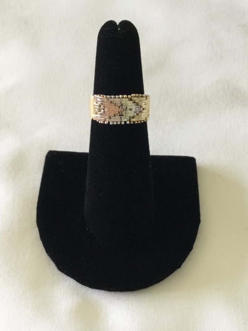 Sterling Silver Ring With Textured Diamond Cut Center, Size 7 - Image 4