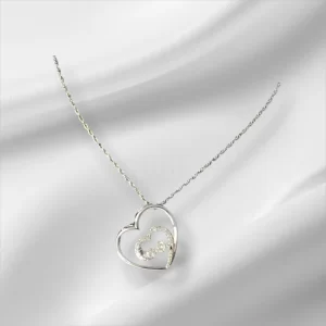 Sterling Silver Necklace & Heart Pendant w/CZ Stones