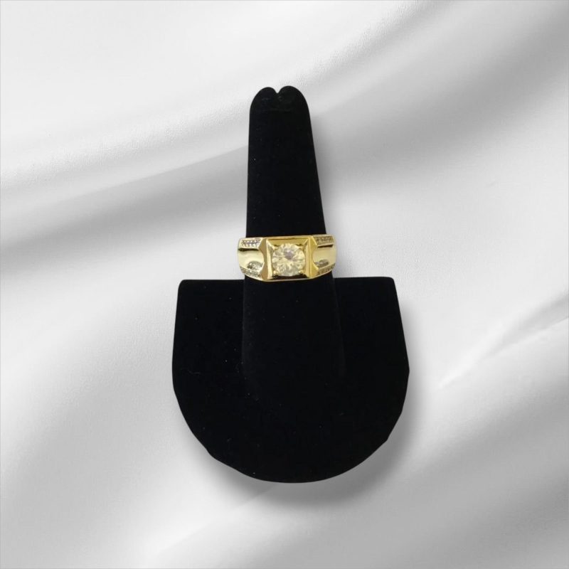 Sterling Silver Gold Overlay CZ Ring, Size 8