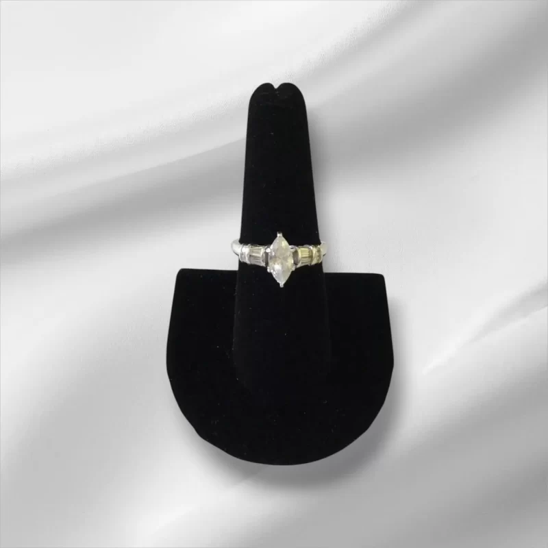 Beautiful Sterling Silver Ring w/Pear Shaped CZ Stone, Size 8