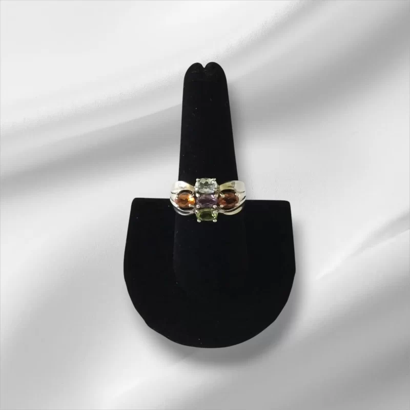 Sterling Silver 5 Gemstone Ring, Size 9