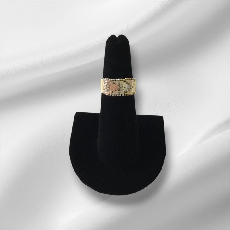 Sterling Silver Ring With Textured Diamond Cut Center, Size 7