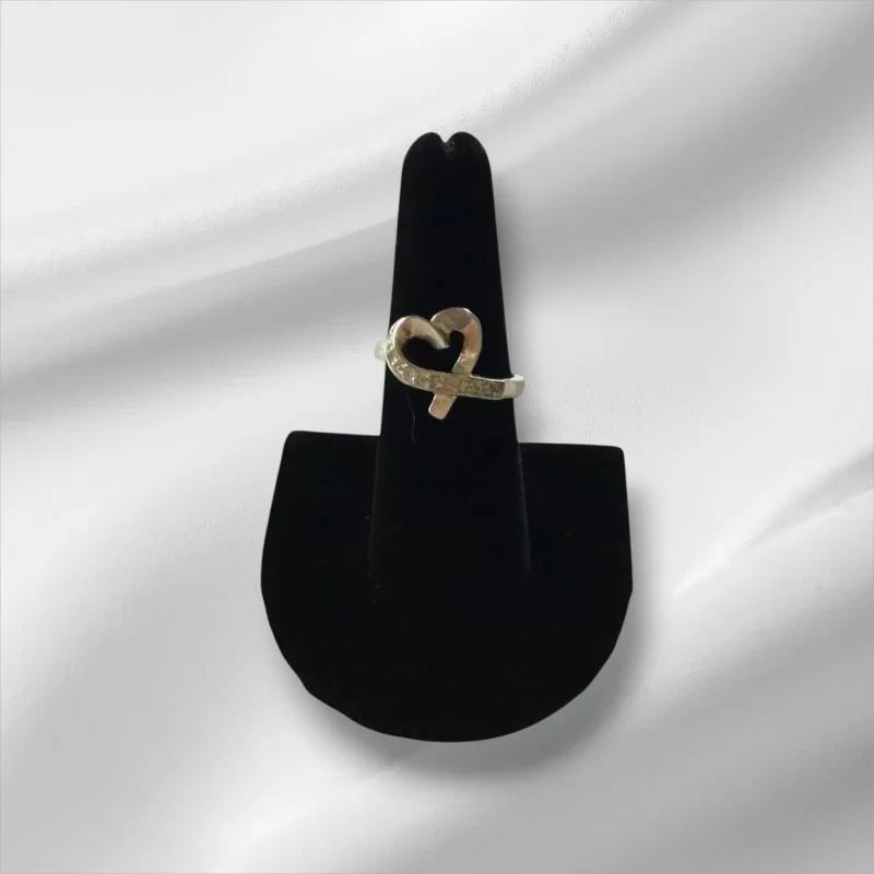 Sterling Silver Heart Shaped Ring w/CZ Stones, Size 7.5