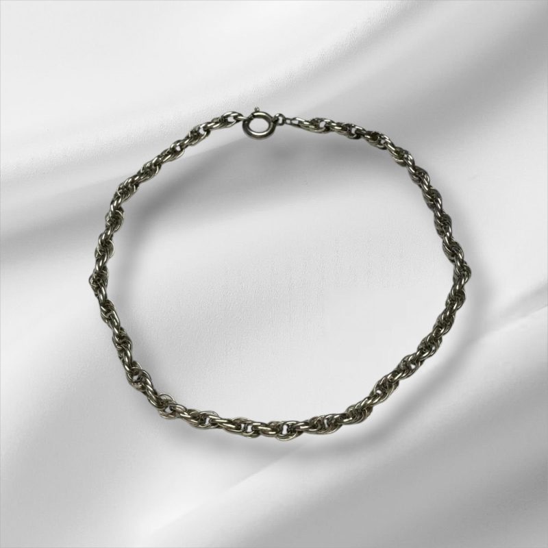 Sterling Silver Rope Style Chain Bracelet 8"