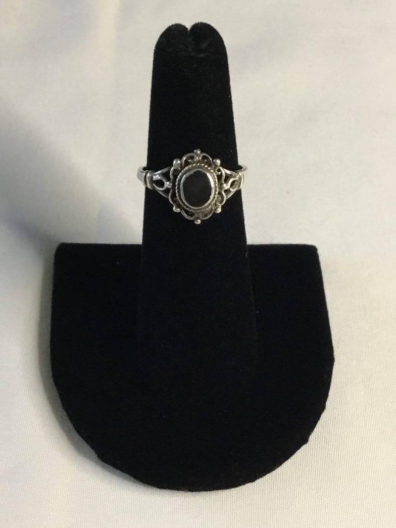 Sterling Silver Ring w/Onyx Stone, Size 6 - Image 3