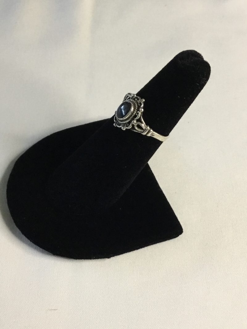 Sterling Silver Ring w/Onyx Stone, Size 6 - Image 4