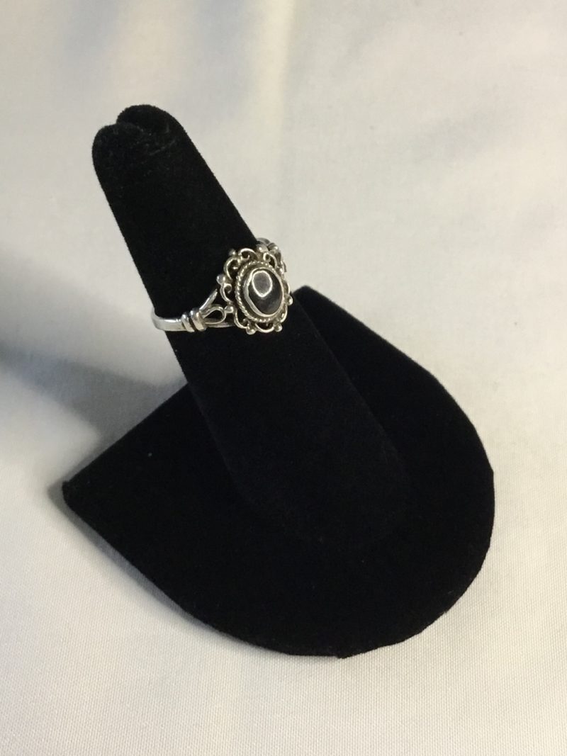 Sterling Silver Ring w/Onyx Stone, Size 6 - Image 2