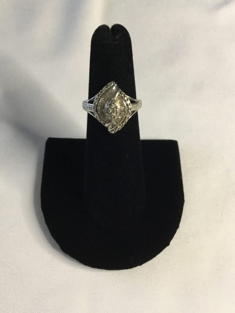 Beautiful Sterling Silver Diamond Ring, Size 5 - Image 2