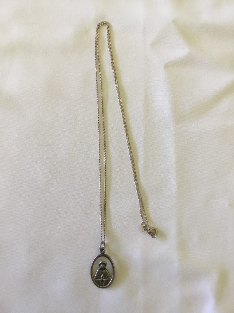 Sterling Silver Necklace w/Religious Pendant 22" - Image 3