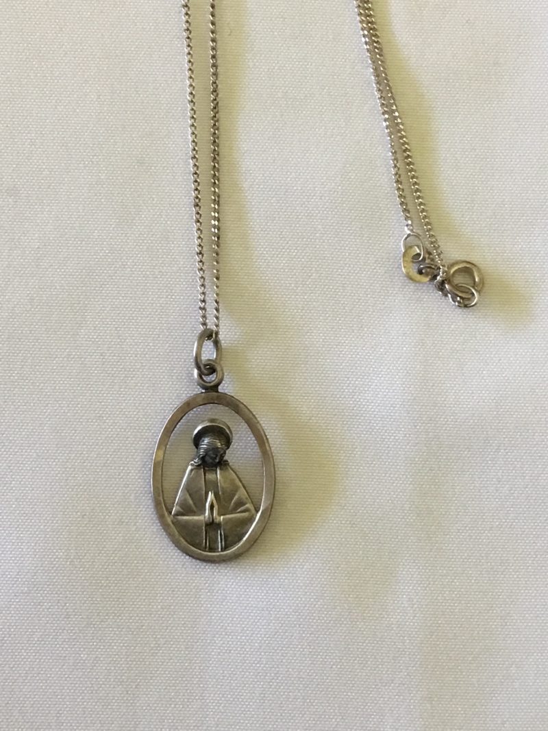 Sterling Silver Necklace w/Religious Pendant 22" - Image 2