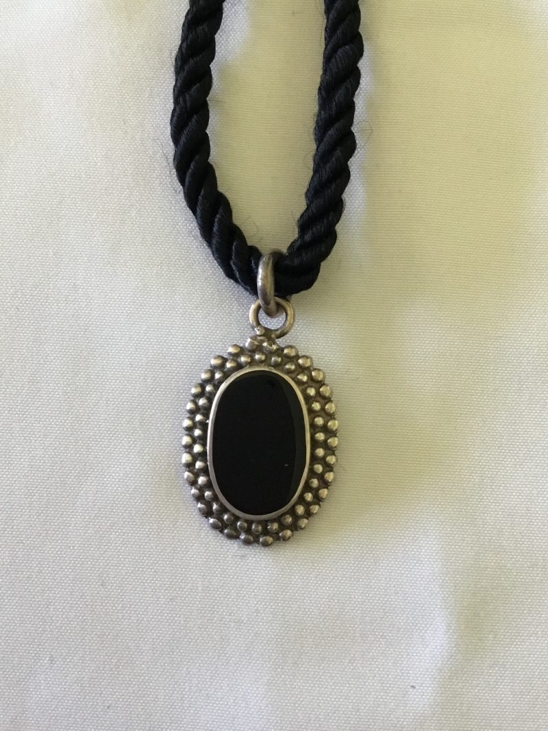 Sterling Silver Black Onyx Pendant w/Black Rope Necklace 12" - Image 4