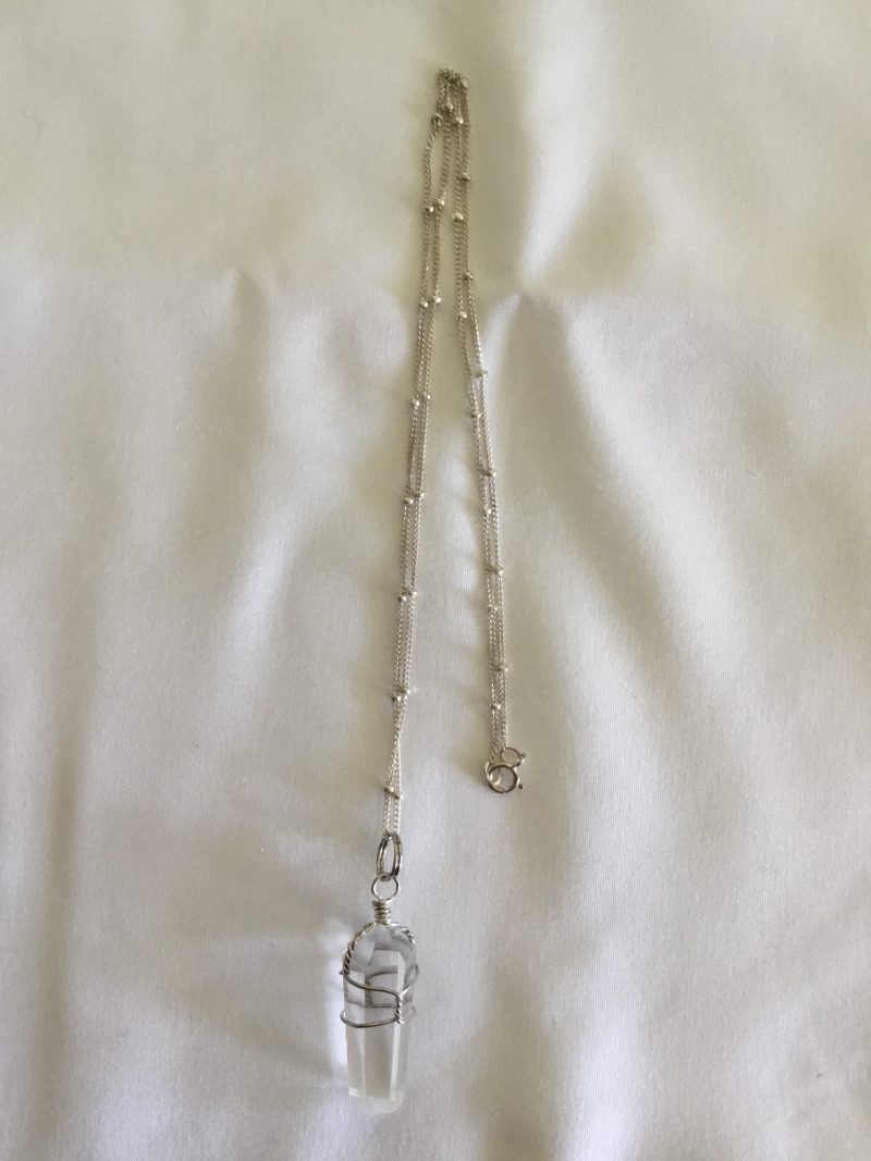 Sterling Silver Necklace w/Clear Stone Pendant 18" - Image 3