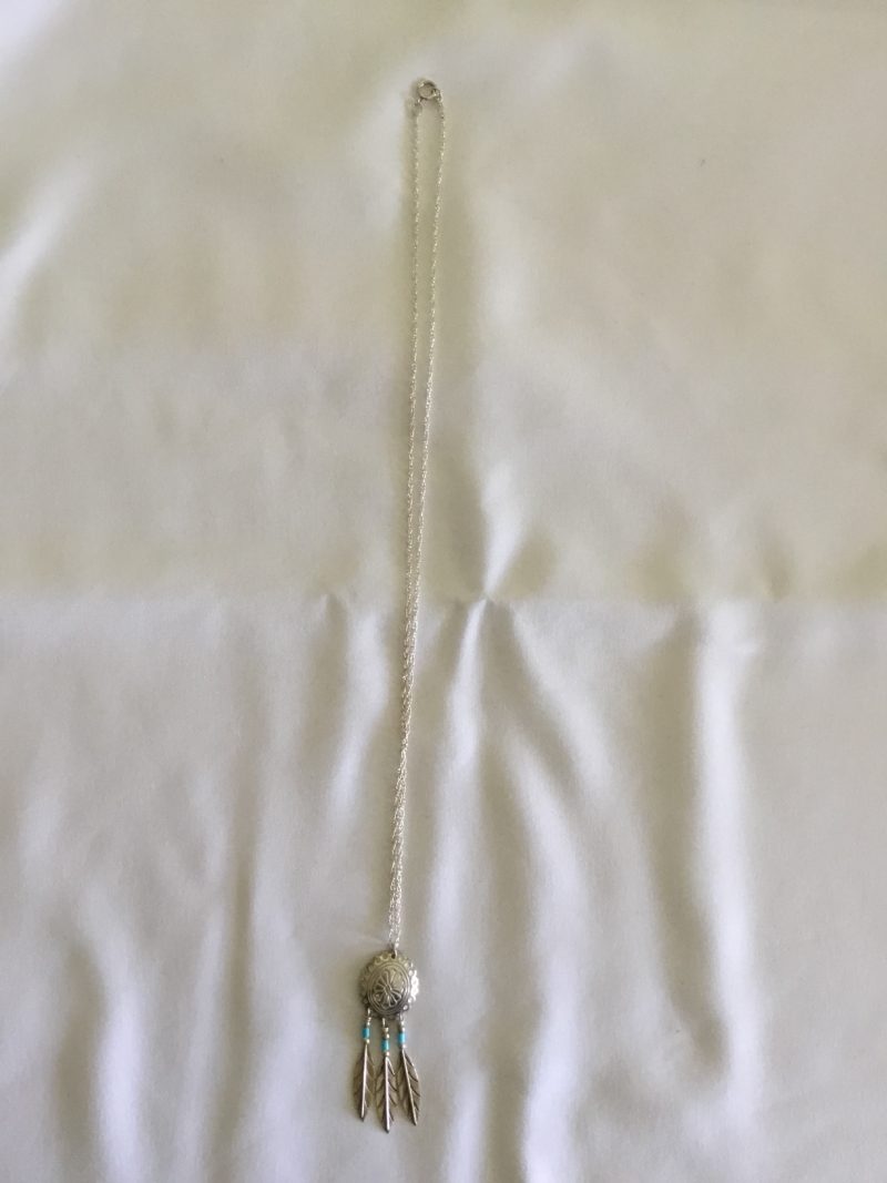 Sterling Silver Native American Necklace w/Pendant 18" - Image 4