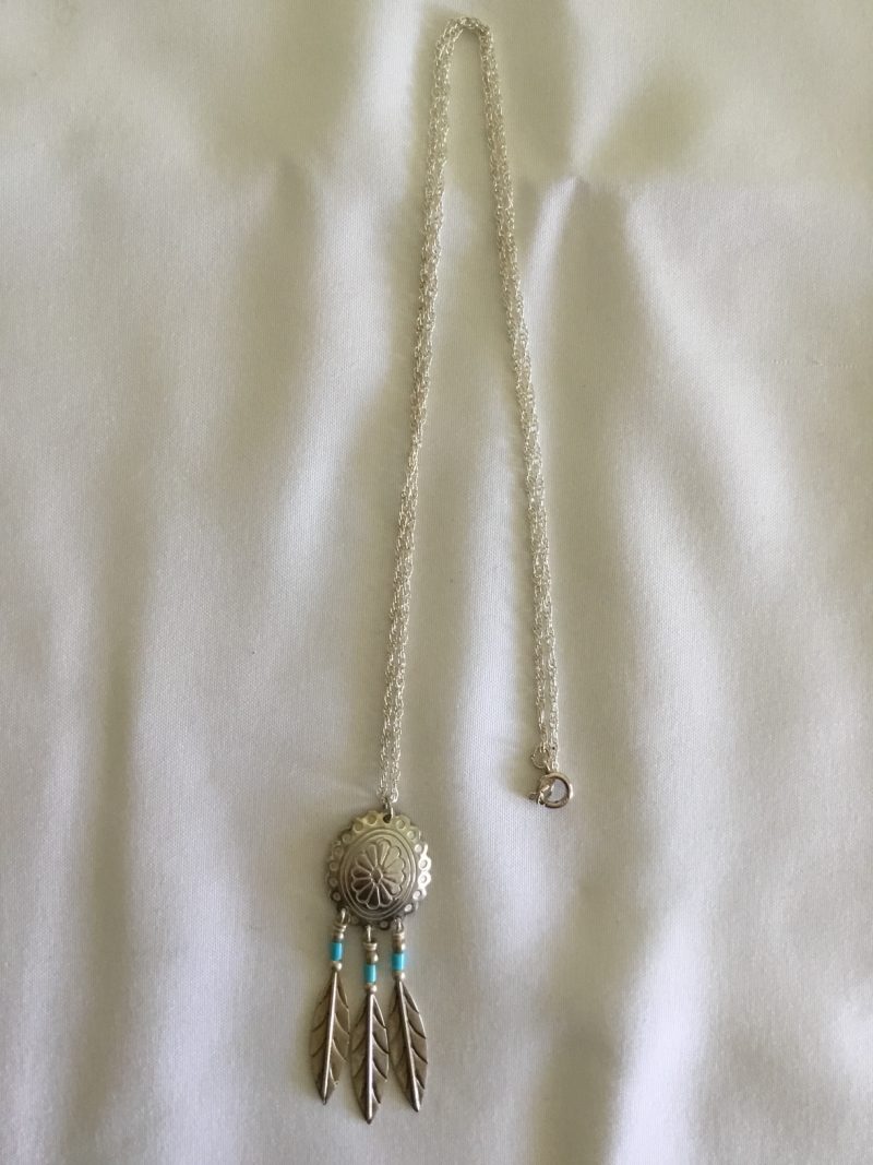 Sterling Silver Native American Necklace w/Pendant 18" - Image 3