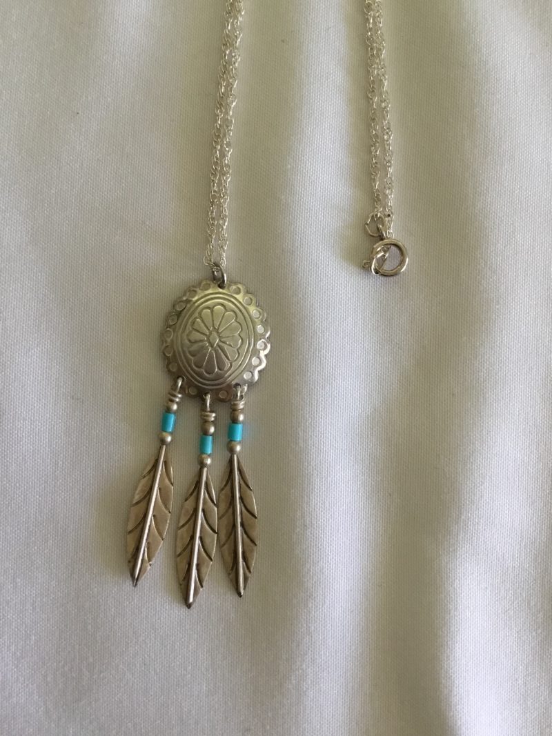 Sterling Silver Native American Necklace w/Pendant 18" - Image 2