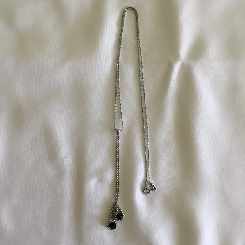 Sterling Silver Necklace w/Black Onyx Pendant 16" - Image 3