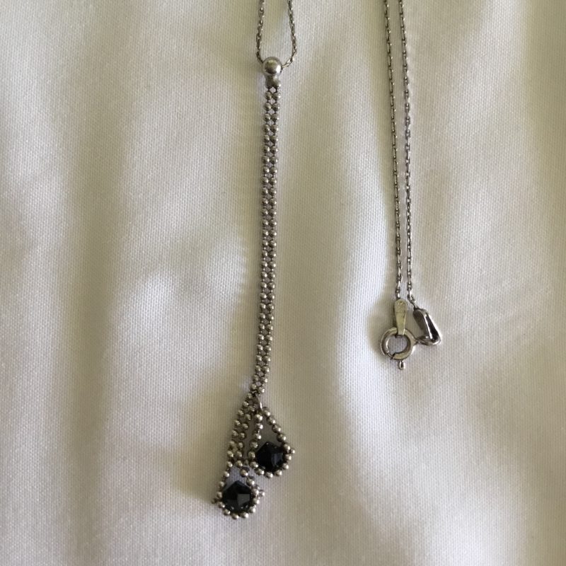 Sterling Silver Necklace w/Black Onyx Pendant 16" - Image 2