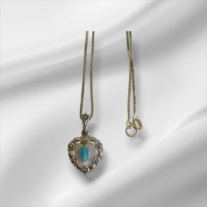 Sterling Silver Necklace w/Heart Religious Pendant 18"