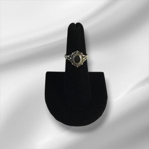 Sterling Silver Ring w/Onyx Stone, Size 6