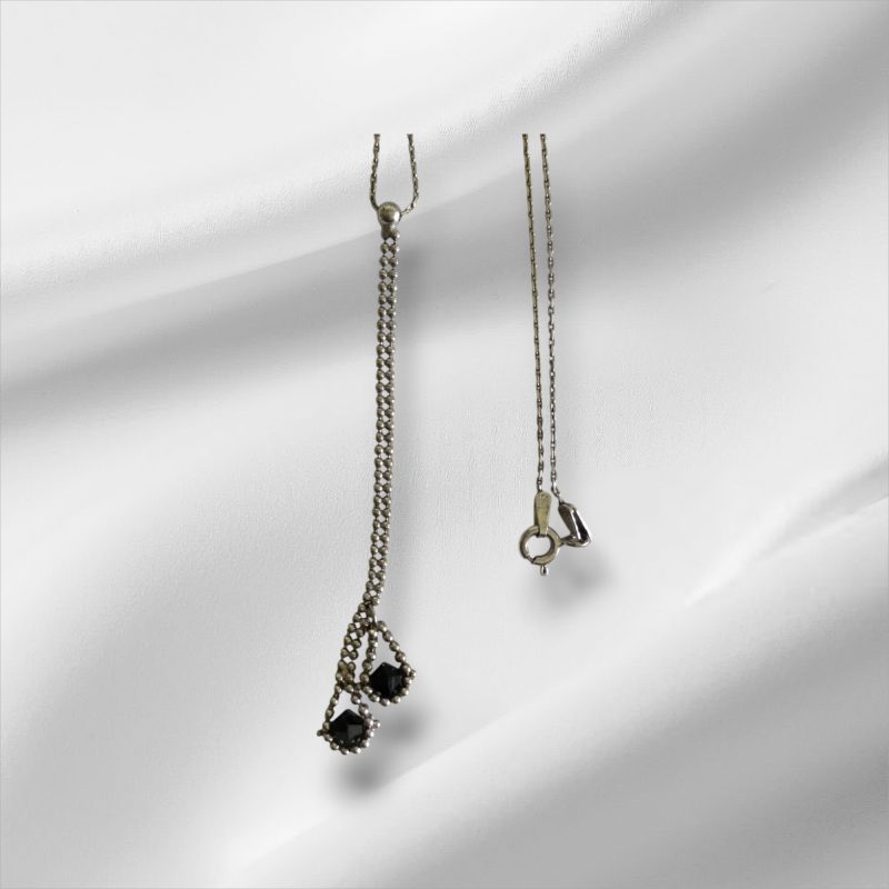 Sterling Silver Necklace w/Black Onyx Pendant 16"