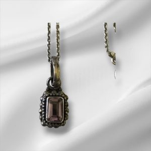 Sterling Silver Necklace w/Purple Stone Pendant 16"