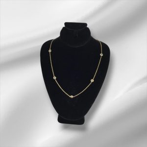Vintage J.C.M. Sterling Silver Necklace w/CZ Stones 18"
