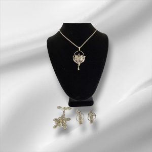 Ann Lee Sterling Necklace, Brooch, and Earring Set
