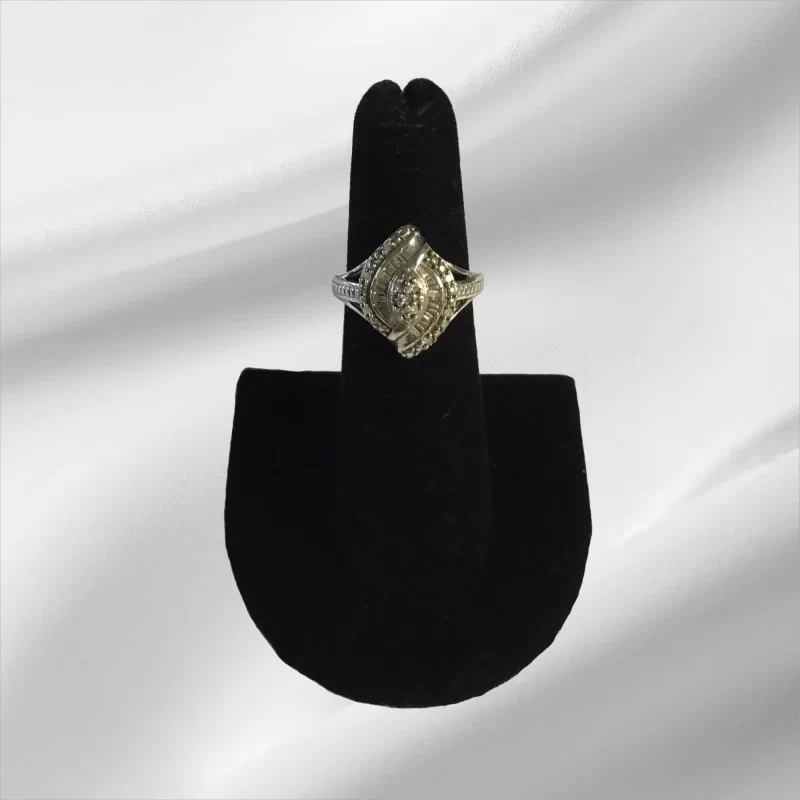 Beautiful Sterling Silver Diamond Ring, Size 5
