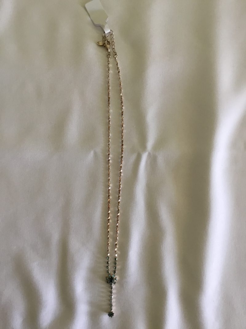 Beautiful Sterling Silver Gold Overlay Necklace w/Green/Blue Gemstones 14" - Image 4