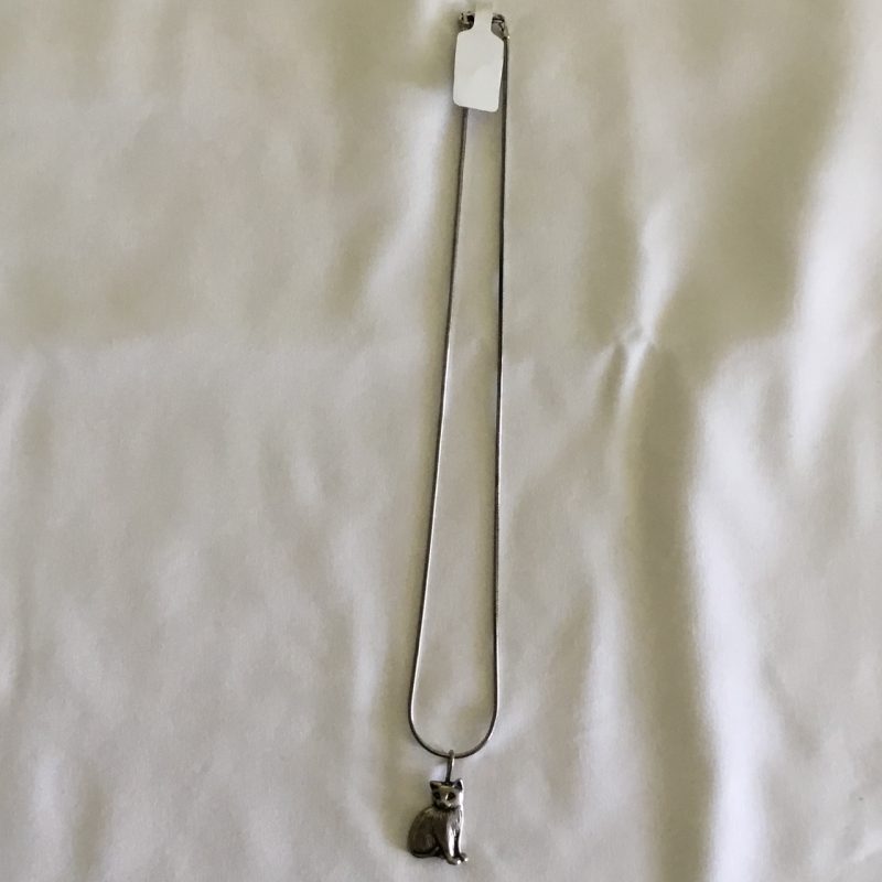 Sterling Silver Necklace w/Cat Pendant 14" - Image 4