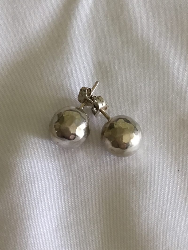 Sterling Silver Stud Pierced Ball Earrings 1/4" - Image 2