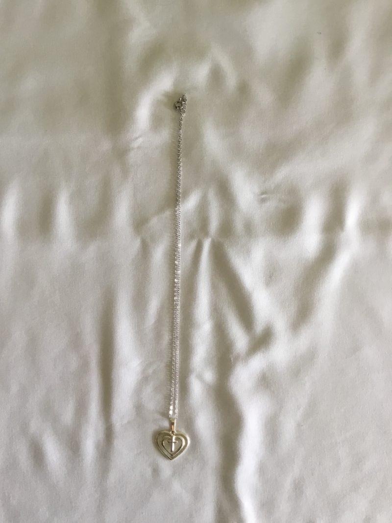 Sterling Silver Necklace w/Heart & Cross Pendant 16" - Image 6