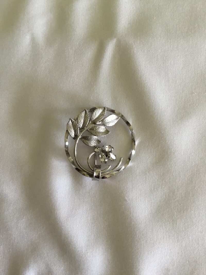 Sterling Silver CZ Brooch 1.25" - Image 2
