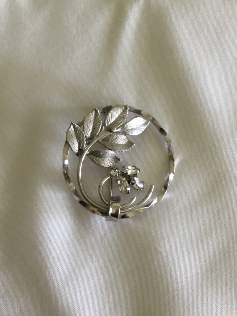 Sterling Silver CZ Brooch 1.25" - Image 3