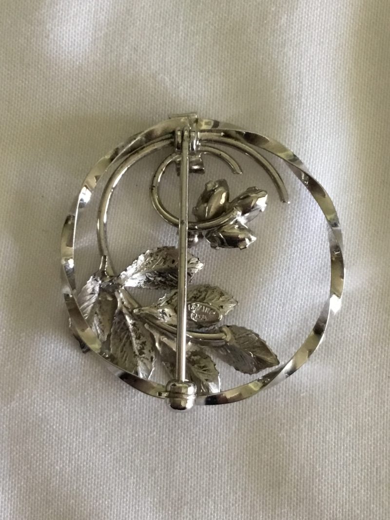 Sterling Silver CZ Brooch 1.25" - Image 4