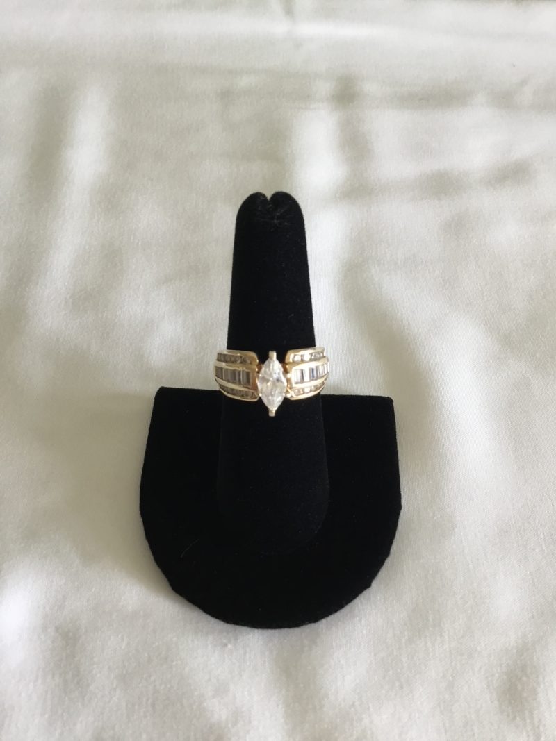 Sterling Silver Gold Overlay CZ Ring, Size 8 - Image 2