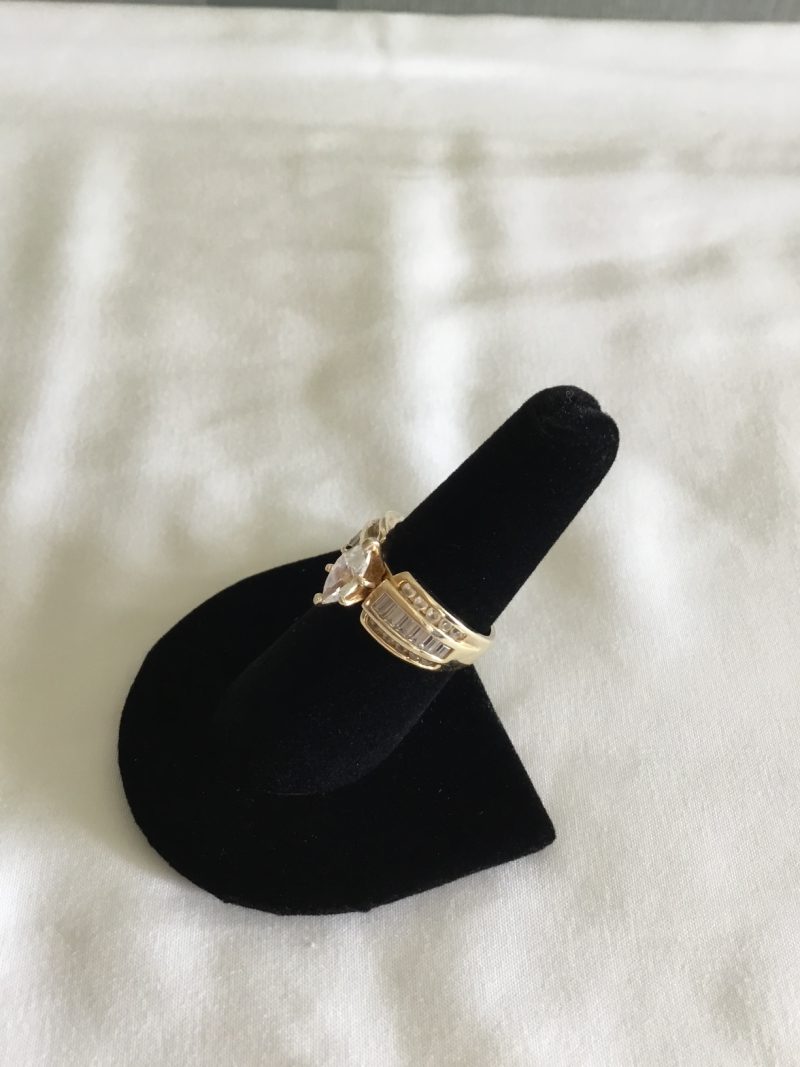 Sterling Silver Gold Overlay CZ Ring, Size 8 - Image 4