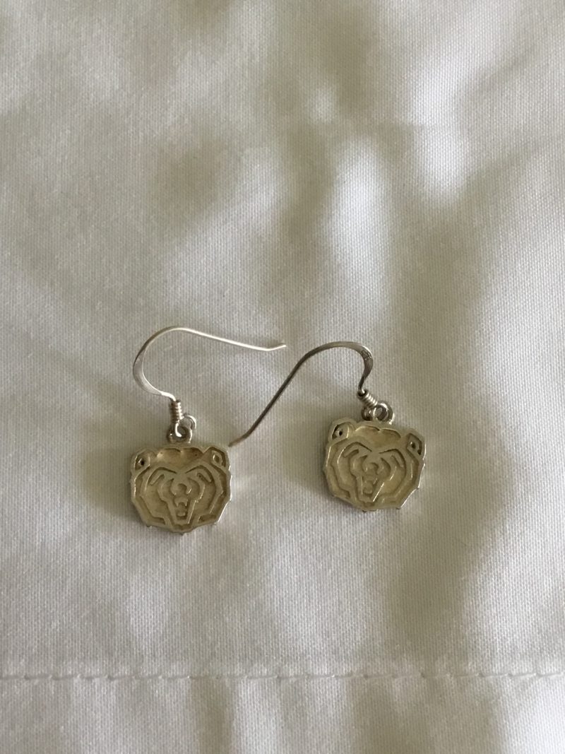 Sterling Silver Tiger/Bear Face Dangly Pierced Earrings - Image 4